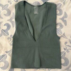 Dynamite Ribbed Tank Top in Sage Green